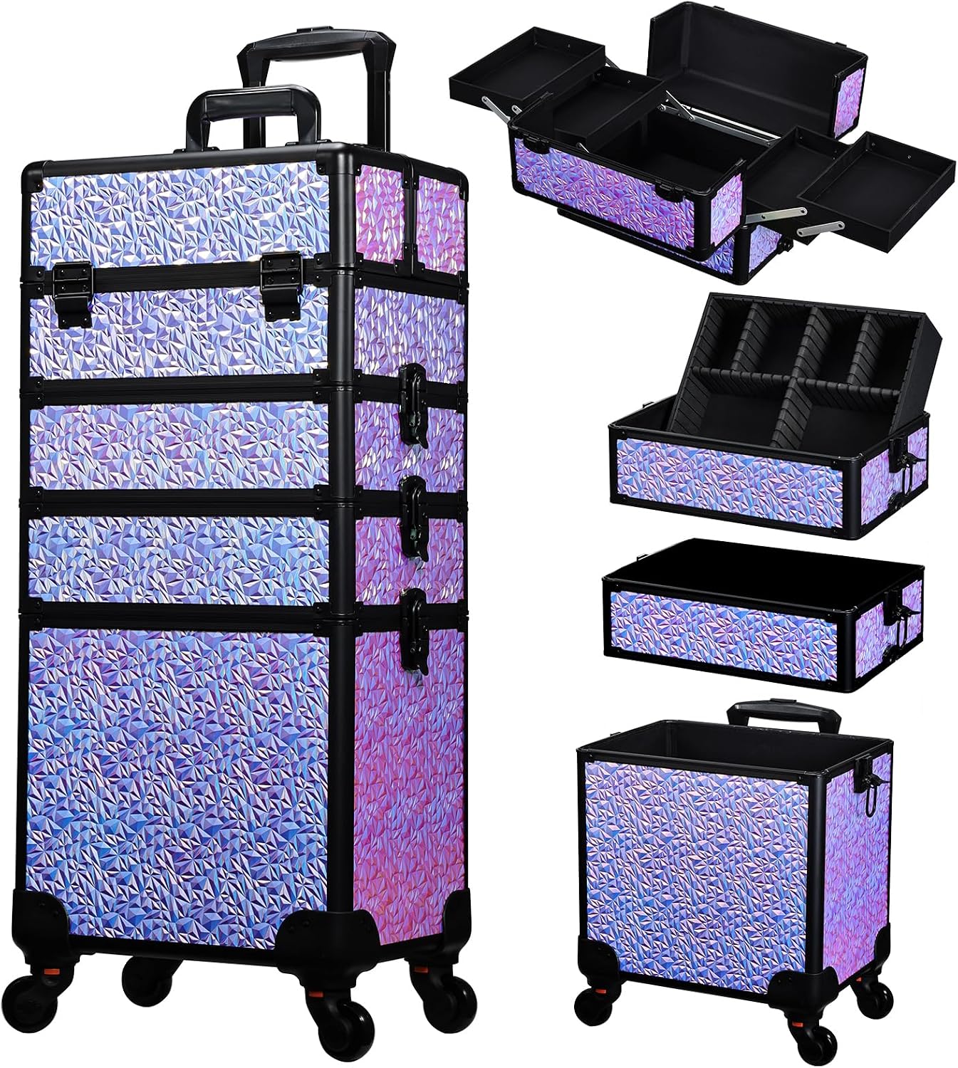 Beauty Makeup Vanity Set - Rolling Makeup Train Case, Large Cosmetology