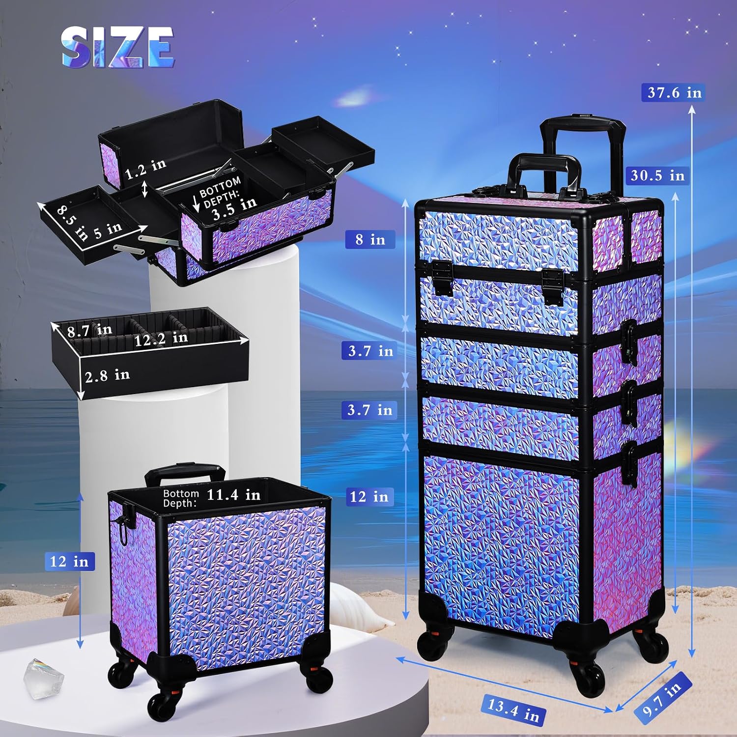 Rolling Makeup Train Case, Lar - Beauty Makeup Vanity Set review and price